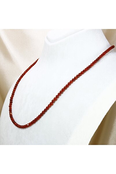 ILGIN DOĞAL TAŞ TAKI Kırmızı Akik Kadın Kolye 3 mm | Minimalist Kolye