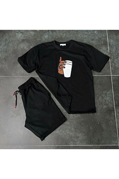 Adrift Unisex Paper Cup με στάμπα μαύρο μπλουζάκι και μαύρο σορτς συνδυασμός ...