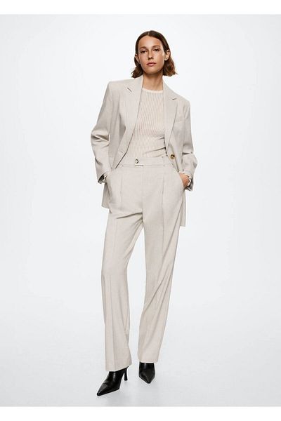 MANGO Woman Pantaloni din stofă cu croială dreaptă