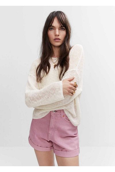 MANGO Woman Thin knit wide cut sweater