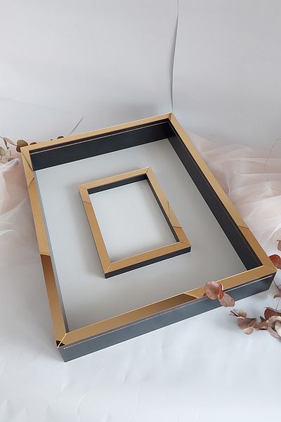 Verda Çerçeve 40x50 Cm Black-gold LED-Free Rose Memory Frame with Photo Section!!Rose Memory Frame
