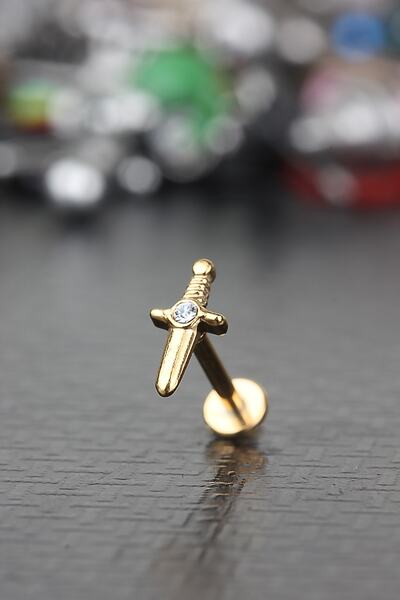 depozoom Yeni Sezon 316L Cerrahi Çelik Kıkırdak Tragus Helix Zirkon Taş Kılıç...