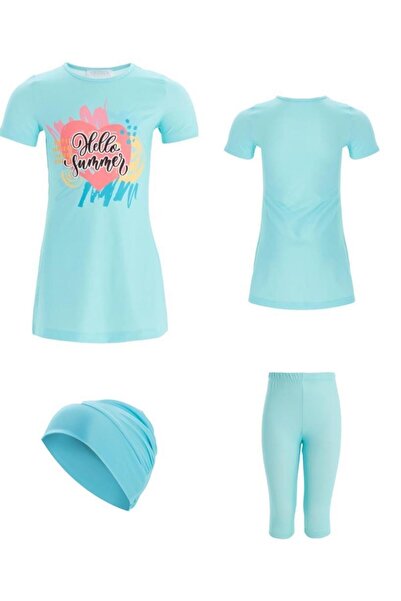 Adasea BirolGaye Adasea Bunty Turquoise Short Sleeve Kids Hijab Swimsuit