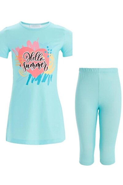 Adasea BirolGaye Adasea Bunty Turquoise Short Sleeve Kids Hijab Swimsuit