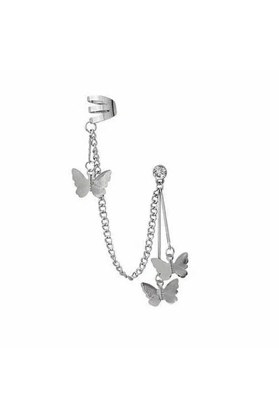 Köstebek Dangle Butterfly Cartilage Wrap Earrings