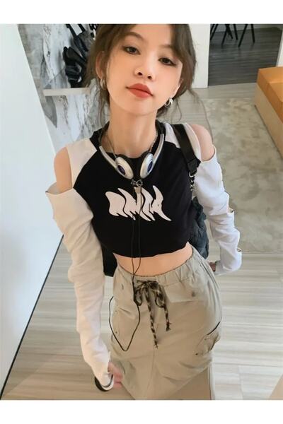 Köstebek Φούτερ Harajuku Y2K με μακρυμάνικο κούφωμα