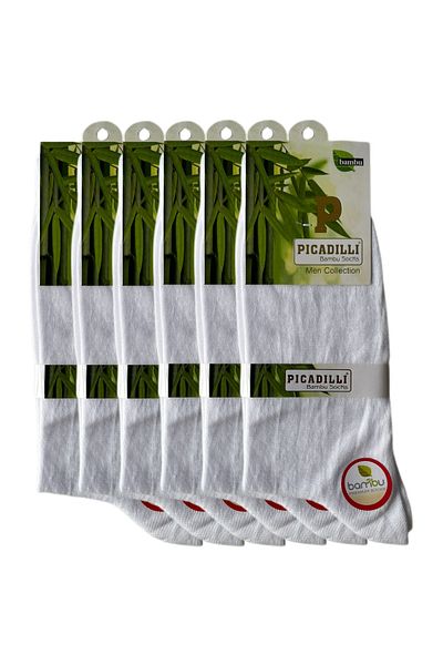 Picadilli Ανδρικές καλοκαιρινές λεπτές λευκές κάλτσες από μπαμπού 6 συσκευασιών Premium