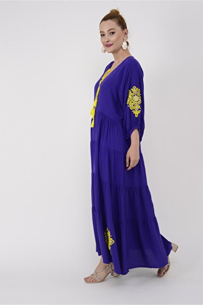 ZTO KADIN OTANTİK NAKIŞLI SALAŞ ELBİSE