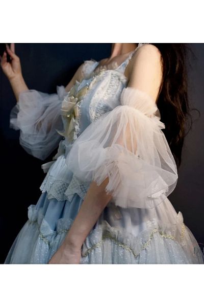 es moda shop Beste Long Tulle Bridal Sleeve Evening Dress Sleeve White