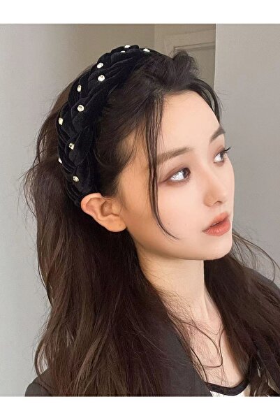 CSR AKSESUAR coroană de catifea neagră cu zirconiu