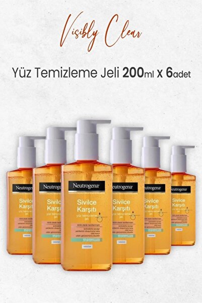 Neutrogena Visibly Clear Sivilce Karşıtı Yağsız Yüz Temizleme Jeli 200 Ml x 6...
