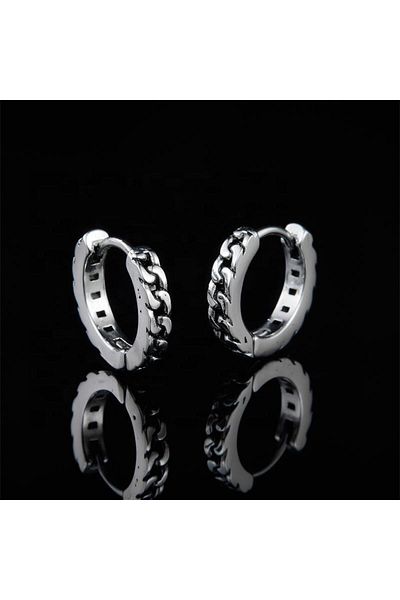 Viking Knitted Embroidered Hoop Stud Classic 316L Steel Unisex Earrings