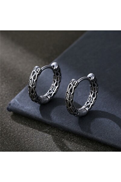 Viking Tribal Patterned Vintage Fine Design Hoop Snap 316L Steel Unisex Earrings