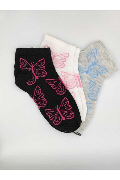ALTUNTAŞ BUTTERFLY PATTERNED COMBED COTTON SOCKS