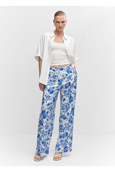 MANGO Woman Çiçekli Palazzo Pantolon