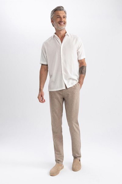 DeFacto Relax Fit Straight Leg Linen Blended Trousers Z9934az23sm