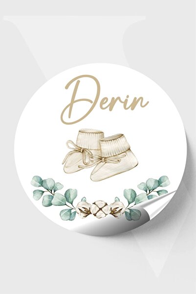 Piksel Sticker İsimli Bebek Etiketi- Doğum günü Etiketi 4x4 cm 96 Adet - Ayak...