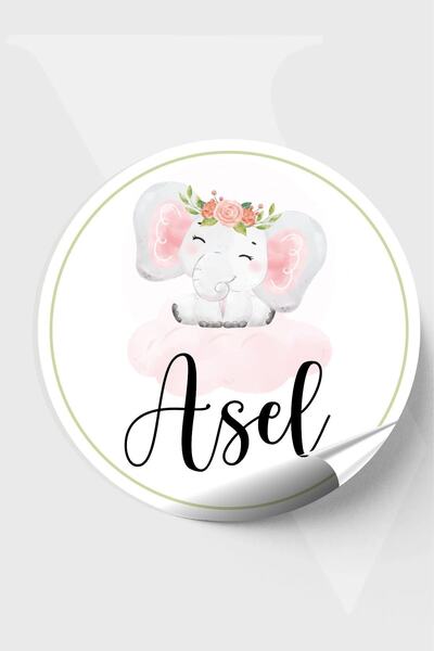 Piksel Sticker İsimli Bebek Etiketi- Doğum günü Etiketi 4x4 cm 96 Adet - Fill...