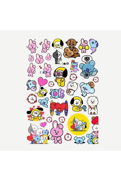 Ororabutik Σετ αυτοκόλλητων 37 τμχ Kpop Bts Bt21 - Σετ αυτοκόλλητων Scrapbook Bullet Journal