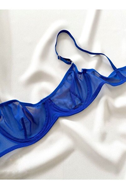 La Linaa Σετ σουτιέν γυναικείο Saks Blue Tulle Thong Pantyhose