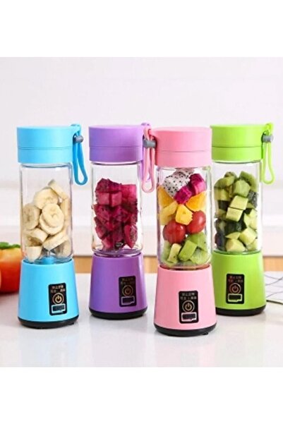 abnturk 7/24 Seyahat tipi Portatif Taşınabilir El Blenderi 380 ml 6 Bıçaklı Usb Şarjlı Blender