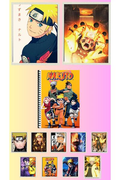 animeandyourworld Naruto Poster A3 ,2 adet defter A4 1adet , fotokart 9 adet