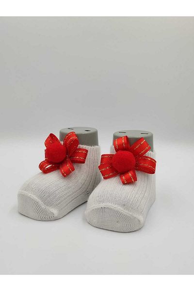 ALTUNTAŞ SINGLE NEWBORN BABY SOCKS WHITE