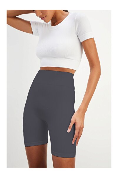 MİSTİRİK Felolin Model Biker Shorts Seamless Pattern Firming Flexible Shorts Gray Color