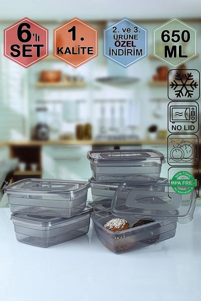 Karçiçeği Home 650 ml Capacity 6-Piece Breakfast and Spice Rack Refrigerator Set