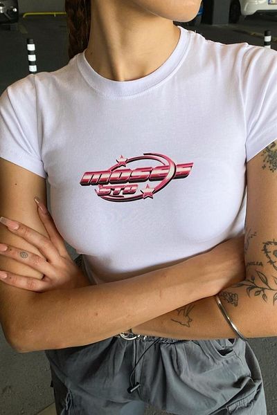 Jose Clothing Γυναικείο κοντομάνικο μπλουζάκι με λευκή στάμπα