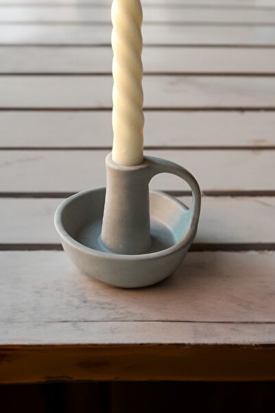 sin istanbul Kulplu Şamdan Mumluk Beton Gri