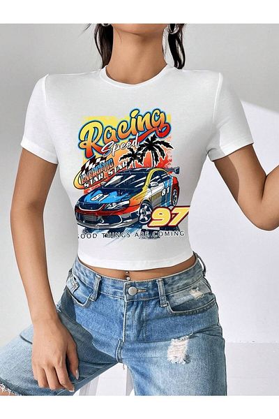 Jose Clothing Γυναικείο κοντομάνικο μπλουζάκι με λευκή στάμπα