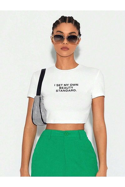 Jose Clothing Γυναικείο κοντομάνικο μπλουζάκι με λευκή στάμπα