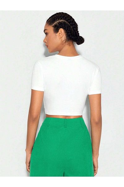 Jose Clothing Γυναικείο κοντομάνικο μπλουζάκι με λευκή στάμπα