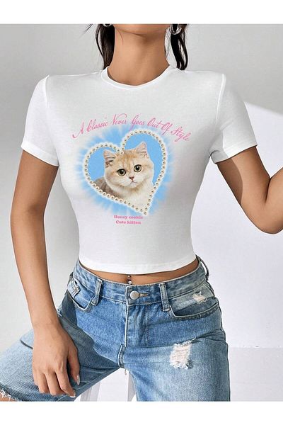 Jose Clothing Γυναικείο κοντομάνικο μπλουζάκι με λευκή στάμπα