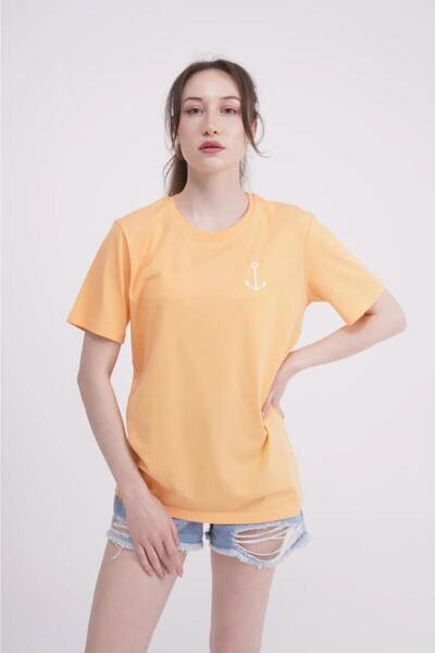 The Socks Company 23SCTS223U - Велосипедна комір, помаранчева вишивка у вигляді якоря, футболка