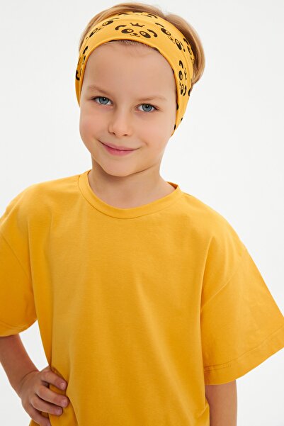 Babygiz Boy's 100% Cotton Combed Oversize T-shirt Mustard Soft Bandana Set 2 ...