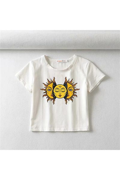 Touz White Crop - Blunt Blunt Sun And Moon Design