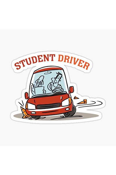 TSC Arabada Acemi Şöför var Sticker Yapıştırma 19CM md3