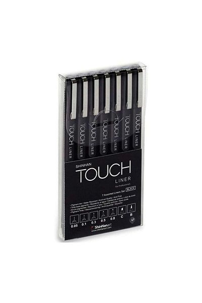 Shinhan Art Touch Liner Technical Drawing Pen Set of 7 Black