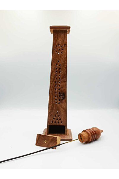 Sabuncu Hacı Dekoratif Ahşap Kule Kubbe Biçimli Çekmeceli %100 El Yapımı Eskitme Dikey Tütsülük