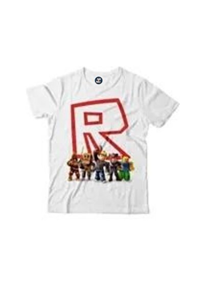 RYO FASHİON Tricou alb unisex cu mânecă scurtă ROBLOX cu imprimeu pentru copii