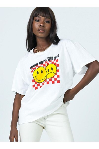 Jose Clothing Μπλουζάκι με λευκή στάμπα Unisex από οργανικό βαμβάκι Oversize - Κοντό μανίκι