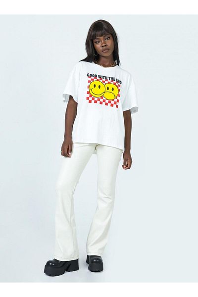 Jose Clothing Μπλουζάκι με λευκή στάμπα Unisex από οργανικό βαμβάκι Oversize - Κοντό μανίκι