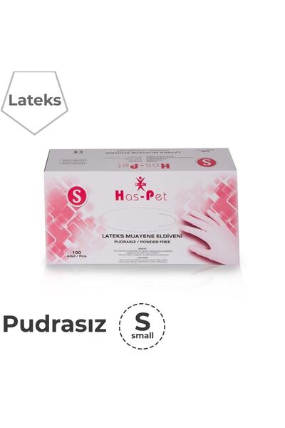 Has-Pet Pudrasız Lateks Eldiven 100'lü Paket 1 Adet S Beden Pudrasız Latex El...