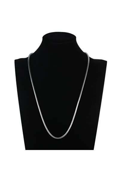 ESJ Paslanmaz Çelik Italyan Zincir Yılan Sırtı Boru Unisex Kolye 3 Mm 65 Cm