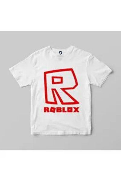 RYO FASHİON Tricou alb unisex cu mânecă scurtă ROBLOX RED cu imprimeu pentru ...