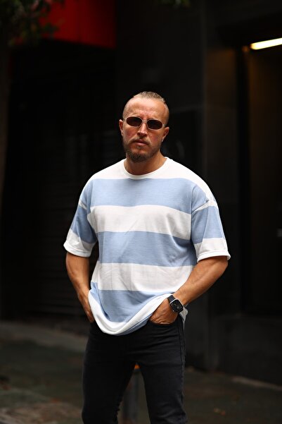 HAWKKİNG Men's Striped Oversize T-Shirt