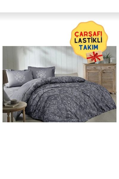 Özdilek Single Duvet Cover Set (Elastic Sheets) Anthracite