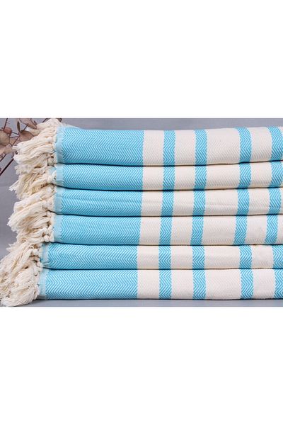 Kayra Export غطاء ديكور من القطن باللون الفيروزي مقاس 200x240 سم